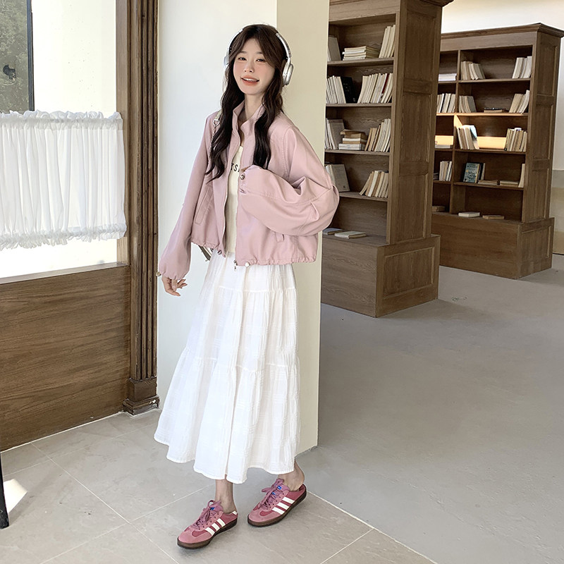 现货：春装新款时尚潮流休闲立领皮衣外套2C135-6872P145K228,女装短外套,2C135