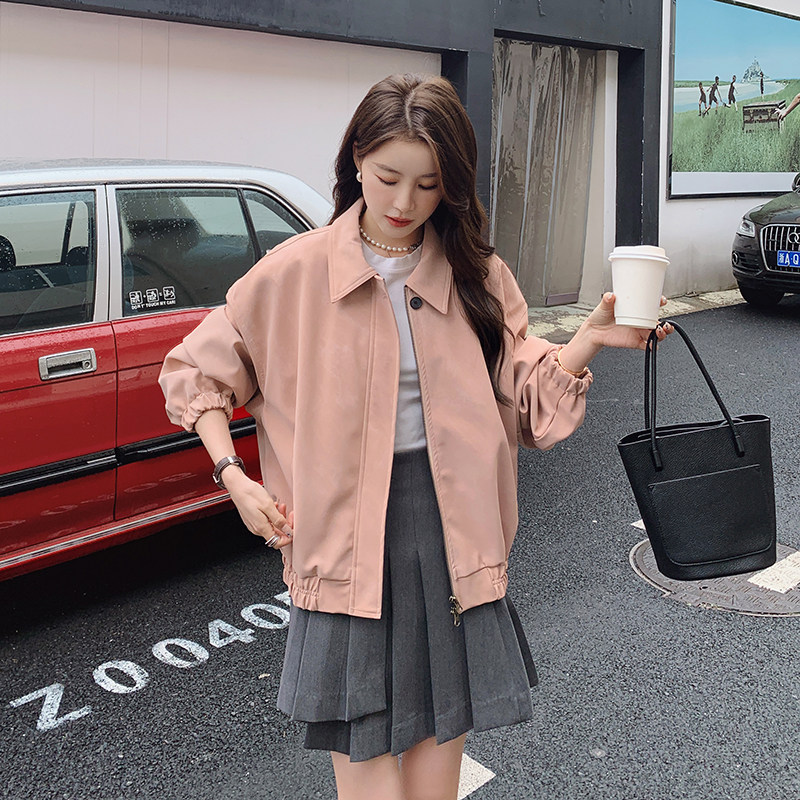 现货25新款韩系甜美气质夹克皮衣外套2B235-8808-P135-K188,女装皮衣,2B235
