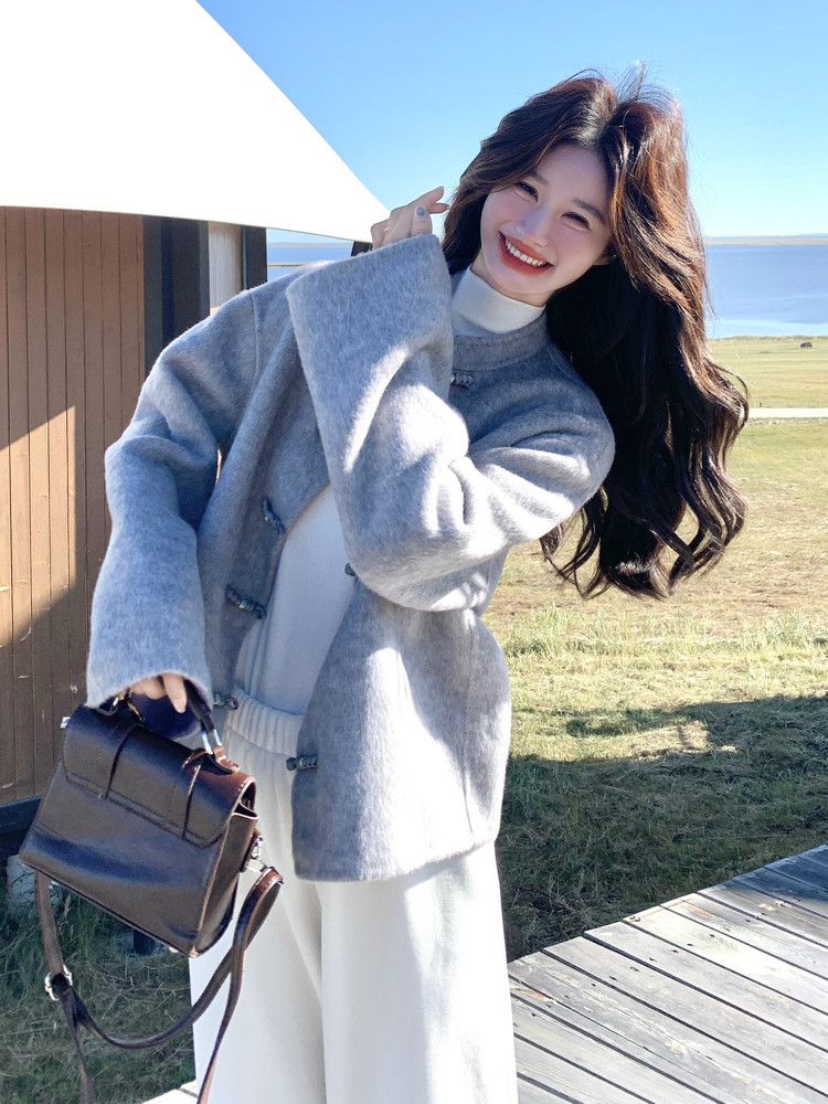现货主推风双面呢大衣女外套P265-K365,女装羊绒大衣,2B142