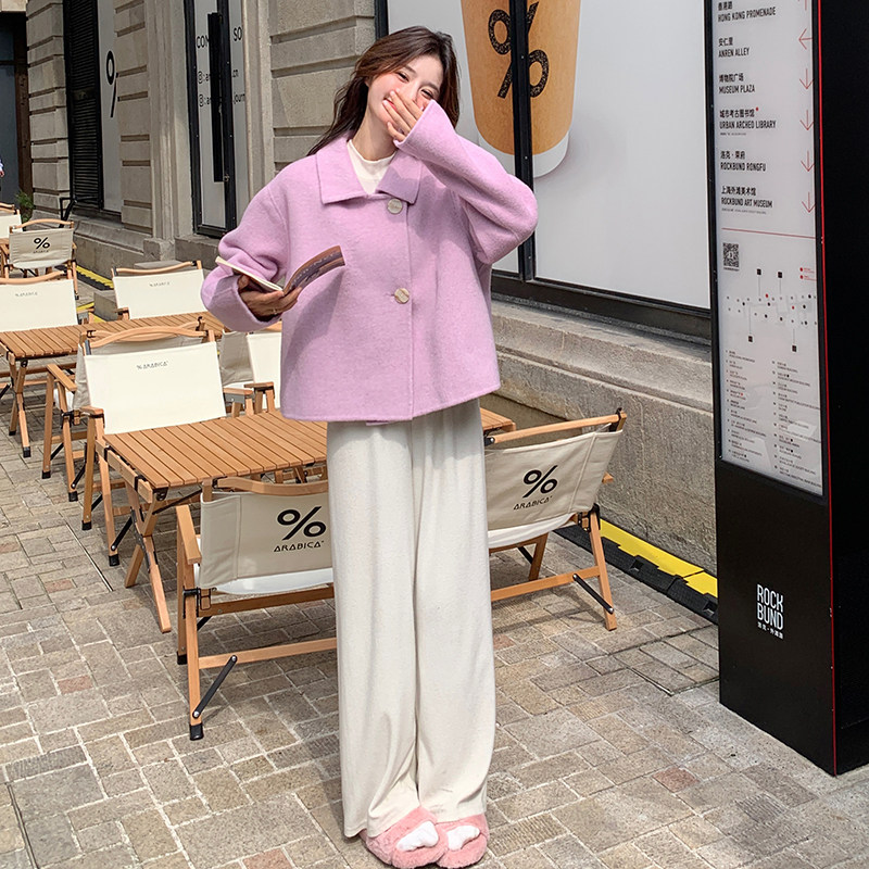 现货24秋冬款小个子双面羊毛大衣女短款外套2C206-L17-P175-K278,女装短外套,2C206