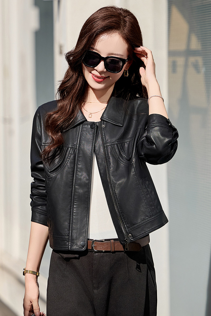 【现货】春装新品高级感皮衣外套女时髦显瘦2512-1C115-P120-K188,女装皮衣,吾爱衣