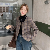 现货春季气质格子短外套2C098-8615P135K198，女装短外套，2C098