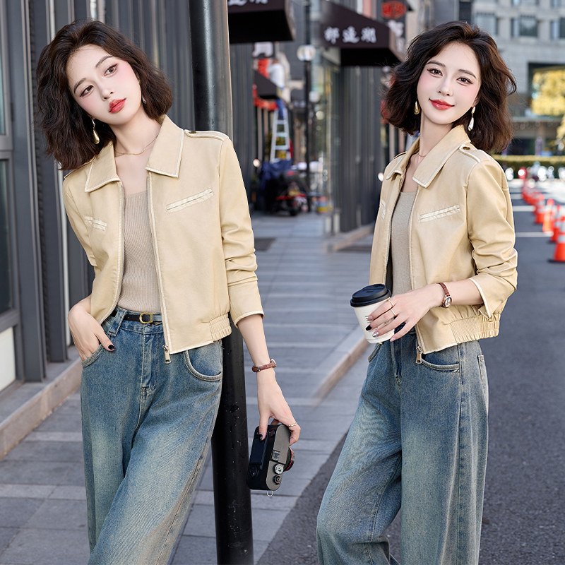吾爱衣1901款网红皮衣外套女短款美拉德洋气减龄百搭短款夹克,女装皮衣,吾爱衣
