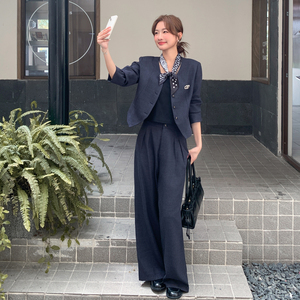 休闲气质西装阔腿裤套装女春秋又a又飒御姐盐系轻熟风超火两件套图片