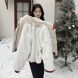 红色连帽炸街派克服女短款冬新款加绒加厚小个子高级感棉衣棉袄，女装棉衣/棉服，2C206
