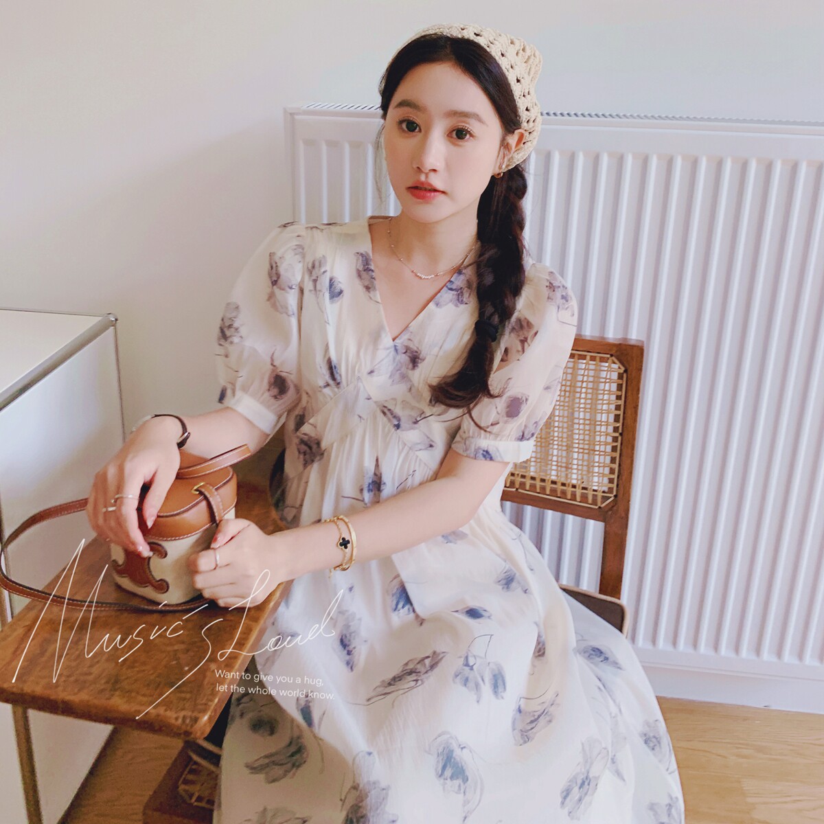 现货【清冷中式少女】氛围感水墨画连衣裙6665-P115控168,女装连衣裙,2C137