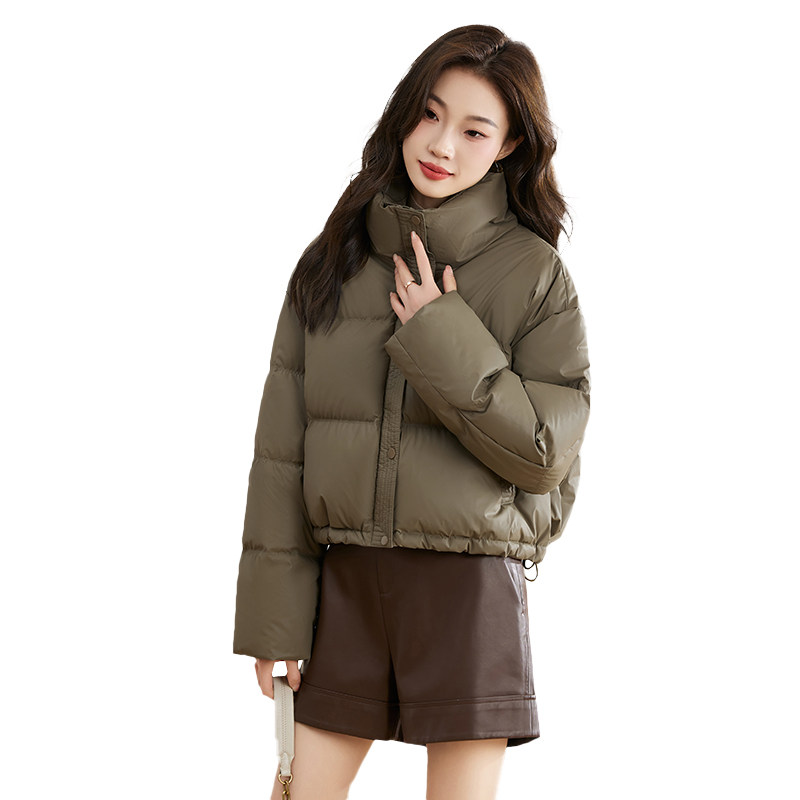 免洗pu皮短款白鸭绒羽绒服女2025冬季新款加厚保暖立领面包服外套,女装羽绒服,衣佳和