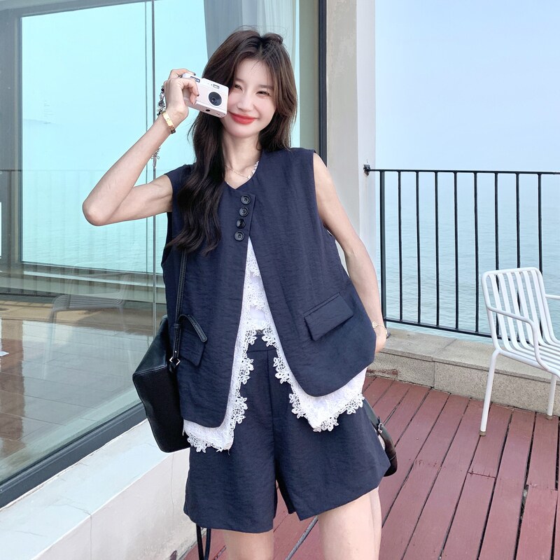 连衣裙套装女装休闲风韩系风小香风时尚套装夏季蓝色气质牛仔针织,女装套装/套裙,2C093