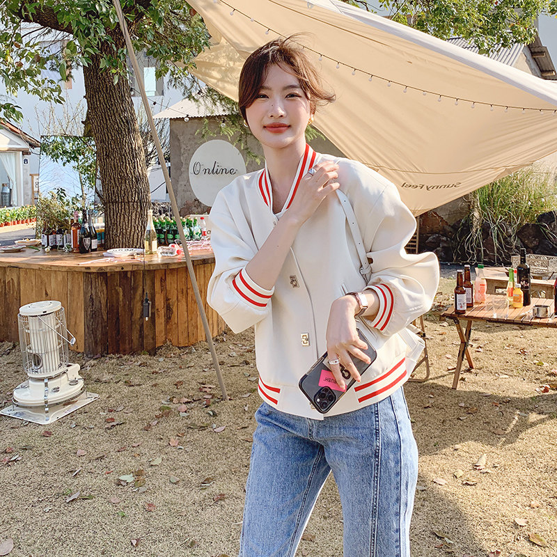 春装米色外套棒球服上衣2B080-5807-P125K188,女装短外套,2B080