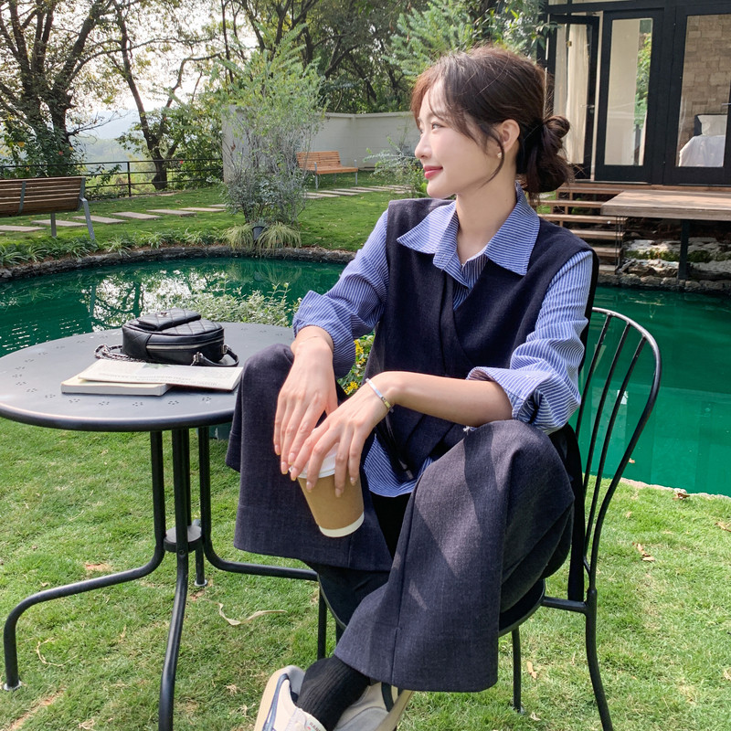 现货！26春装新款三件套衬衫+马甲+裤子2D044-2702-P195-K318,女装套装/套裙,2D044