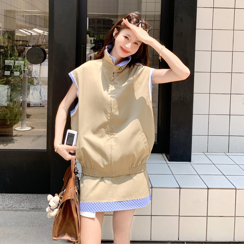 法式减龄撞色拼接套装女秋2026新款高级感巨好看小个子短裙两件套,女装套装/套裙,2C159