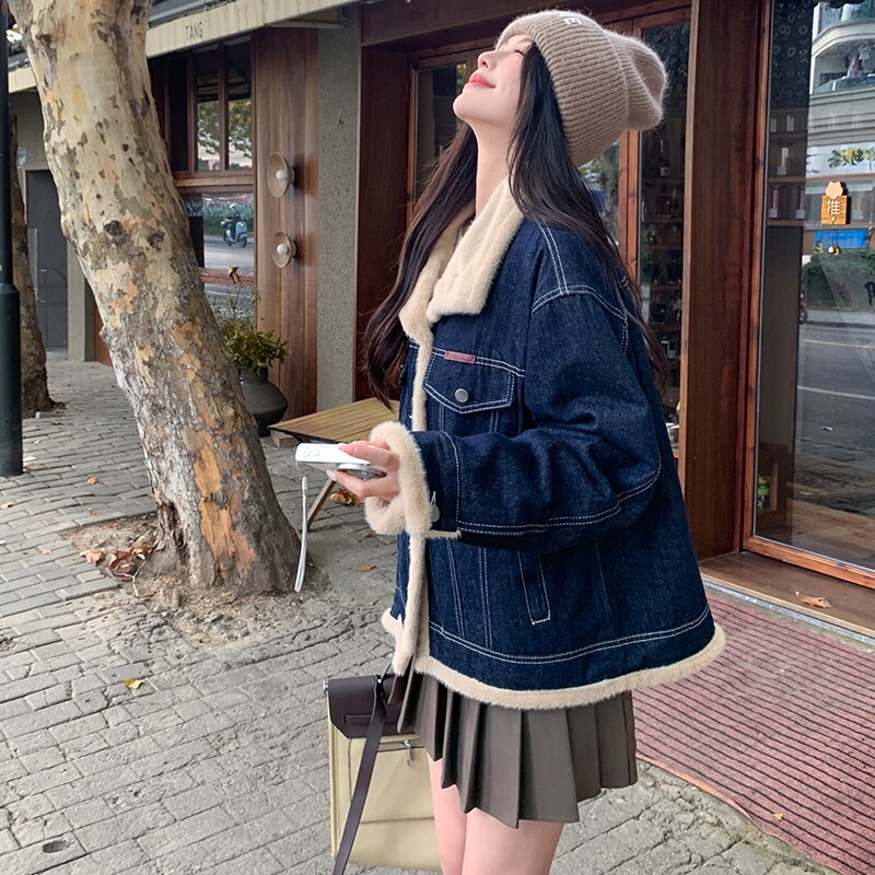 【新品】现货 牛仔派克服毛毛内胆加厚外套8653款P185控268图片