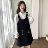 现货:春装新款黑色背带裙＋白衬衫两件套装裙2C135-6870P145K228，女装套装/套裙，2C135
