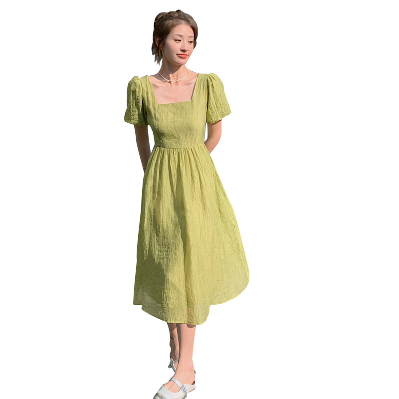 新品主推今年流行夏季漏背绿色连衣裙2C032833P105K158,女装连衣裙,2C032