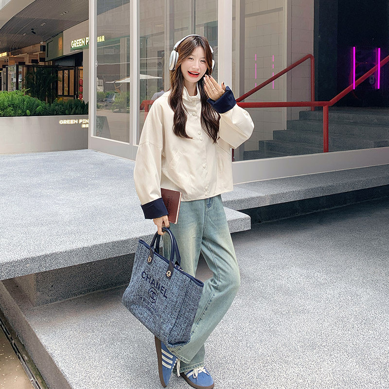 复古设计感气质夹克外套女2025秋季新款小个子流行休闲单排扣外套,女装短外套,2C238