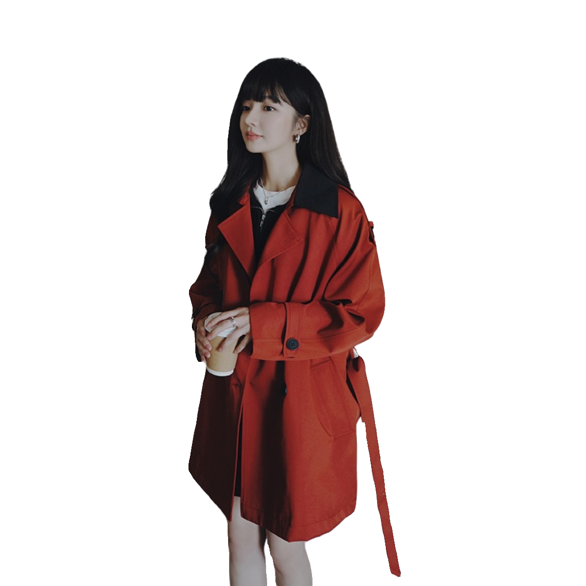 原创现货24春季新款红色短款拼色风衣2C032612P145K208,女装风衣,2C032