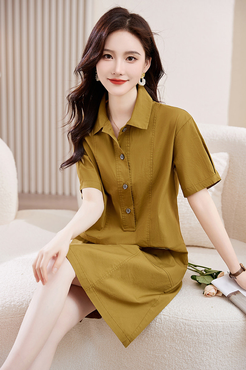 休闲女装连衣裙2025年夏季新款时尚洋气棉衬衫裙子，女装连衣裙，新感觉,女装连衣裙,新感觉