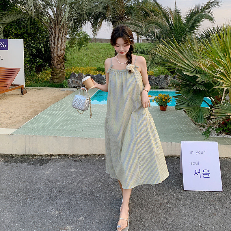 现货新品撞色印染工艺蝴蝶结小仙女时尚休闲吊带裙P125K178,女装连衣裙,2C233
