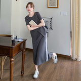 法式复古轻熟风收腰连衣裙女2025夏季浪漫设计感气质显瘦淡人长裙，女装连衣裙，2C139