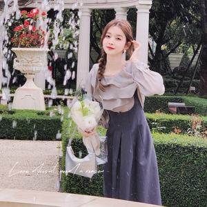 【现货】高级灰衬衫6676-P85-K138 深灰背带裙6677-P105-K168图片
