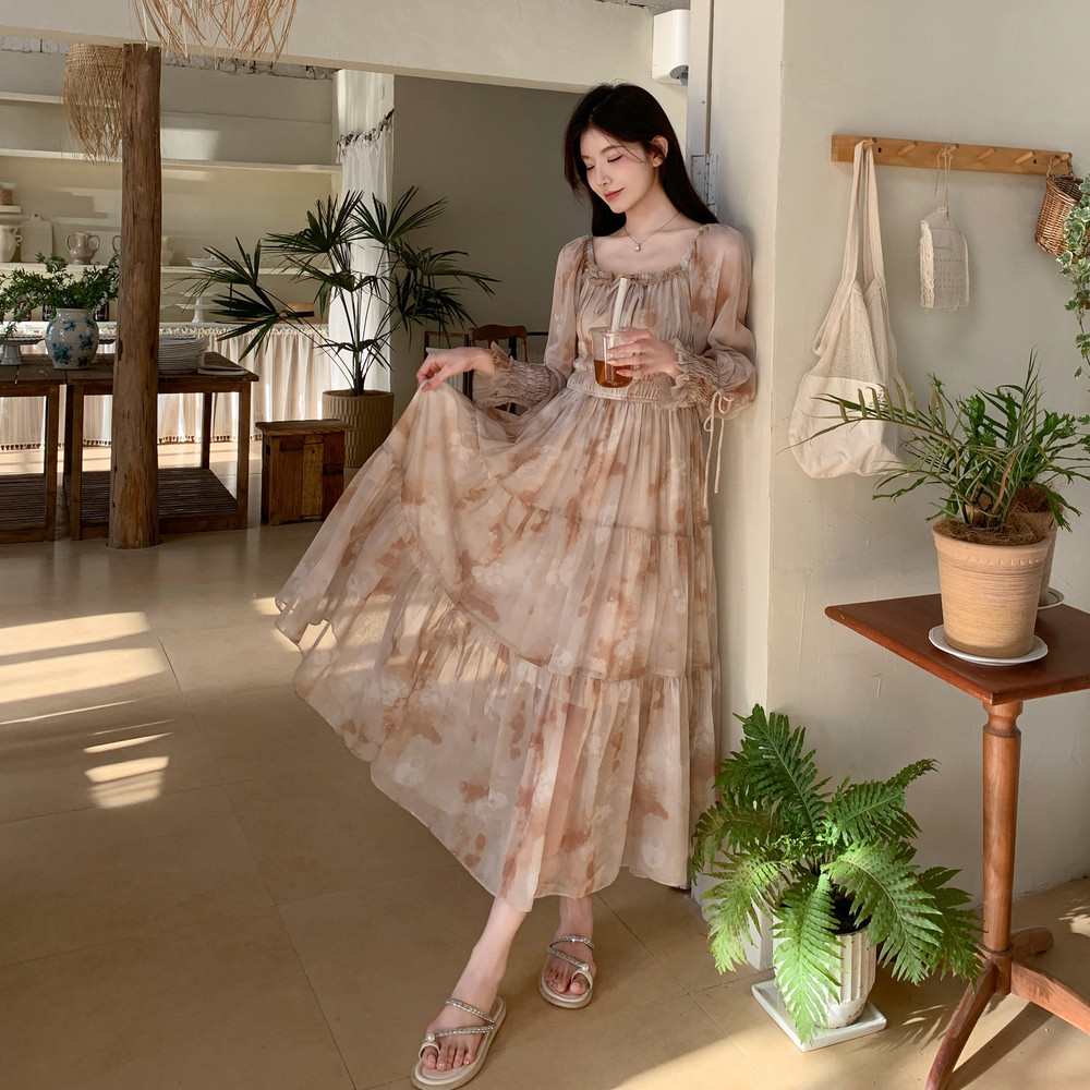 高品质2025夏季新款碎花显瘦气质夏季初恋法式雪纺连衣裙裙子,女装连衣裙,2C222
