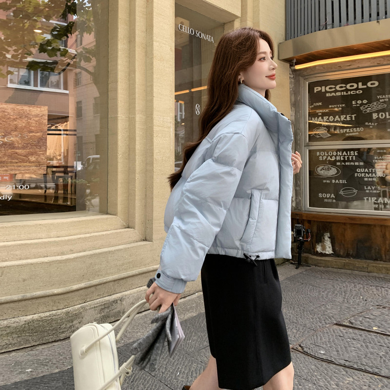 新款羽绒服女短款韩版立领简约加厚小个子高级感面包服外套潮,女装羽绒服,2B114