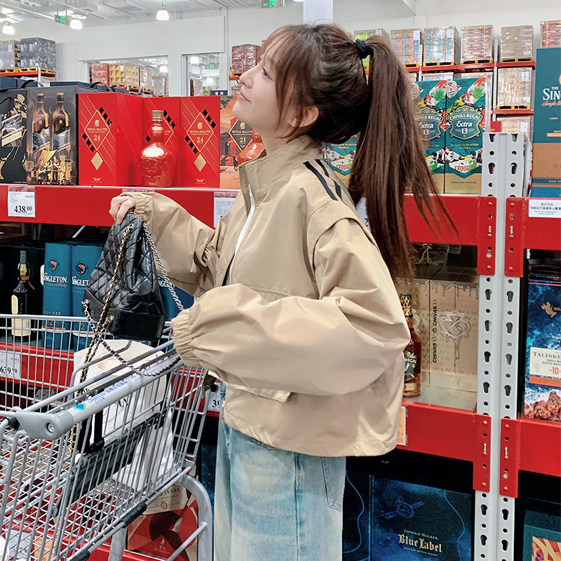 【现货】2026秋装织带立领卡其短外套2C056-3607-P125控178,女装短外套,2C056