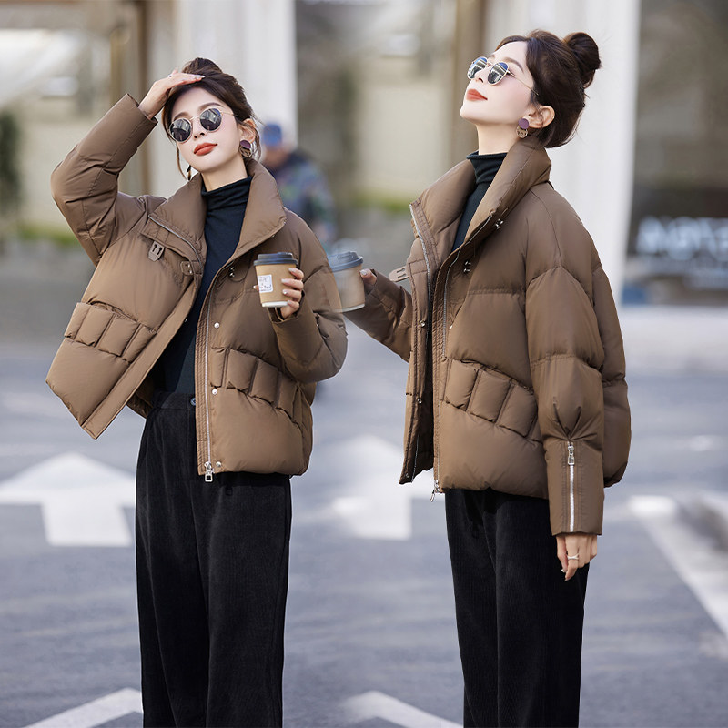 高端短款羽绒服女2025冬季新款加厚时尚90白鸭绒保暖面包服外套，女装羽绒服，奕可儿,女装羽绒服,奕可儿