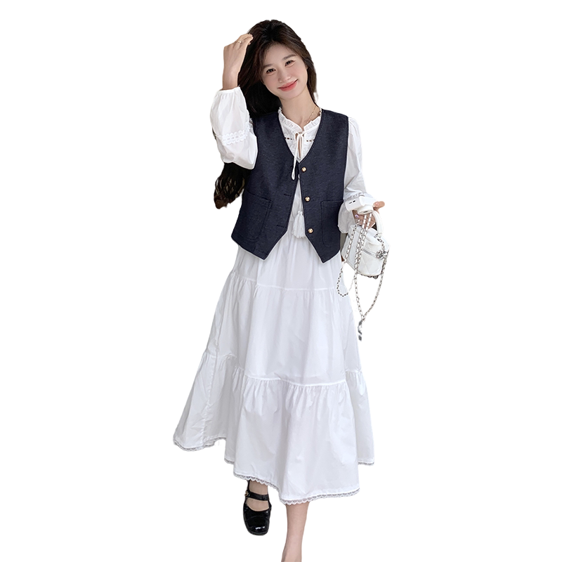 现货D078-T1923-P185K258连衣裙+马甲两件套,女装套装/套裙,2D078