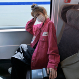 树莓红设计感休闲短外套女2025春秋新款韩版宽松小个子减龄上衣潮，女装短外套，2C196
