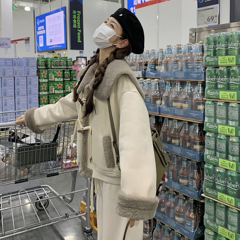 (现货)加厚中式娃娃领皮毛一体短外套D0918-P175-K258,女装短外套,2C373