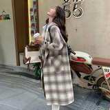 韩版格纹双面呢羊绒大衣女2025年秋冬季新款加厚显瘦羊毛呢子外套，女装毛呢外套，2C220
