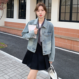 现货2025春季新款牛仔外套搭配波点丝巾2C233-1809-P120-K185，女装短外套，2C233