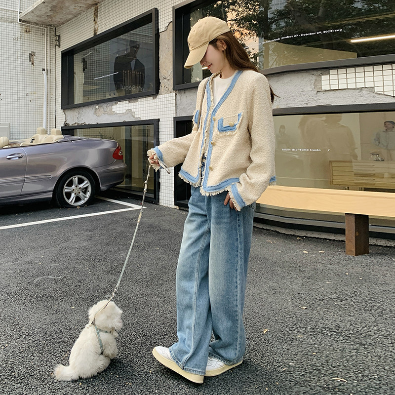 白色设计感小香风外套女2025春新款法式高级感气质时尚粗花呢上衣,女装短外套,2C053