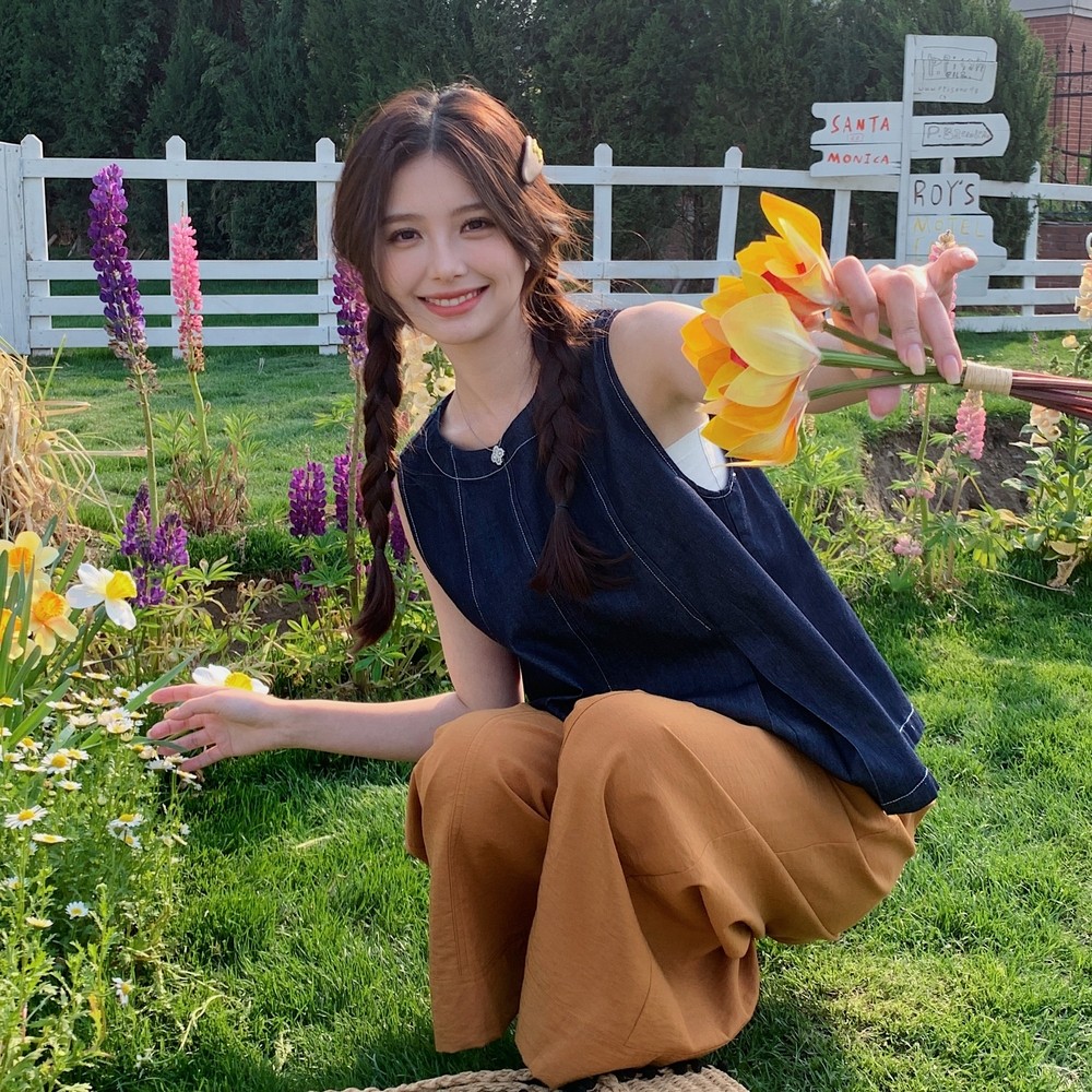 现货:夏装新款水洗牛仔无袖上衣休闲裤两件套2C135-8810P145K218,女装套装/套裙,2C135