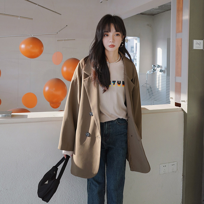 今年流行韩版时尚奶咖色西装外套女秋季2024新款女装休闲风小西服,女装西装,2C016