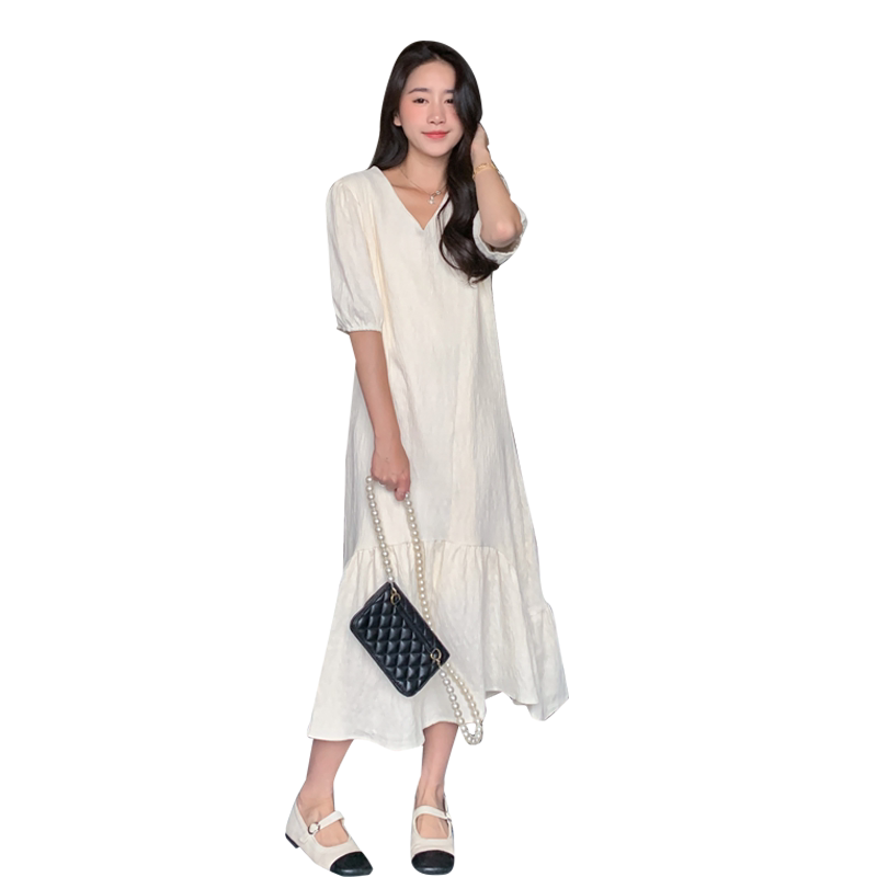 新品现货夏季V领气质连衣裙2C032825P105K158,女装连衣裙,2C032