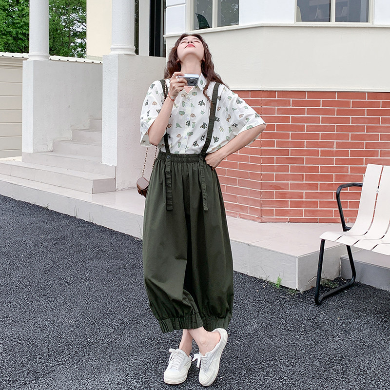 时尚套装衬衫西装碎花休闲韩版女装时尚复古显瘦宽松短袖显瘦气质,女装套装/套裙,2C285
