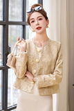 现货2025年春季新款复古提花小香风外套，女装短外套，英标秀（1C119）