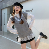 开春穿搭一整套女小个子2025超火独特超好看甜美减龄针织马甲套装，女装套装/套裙，2C166