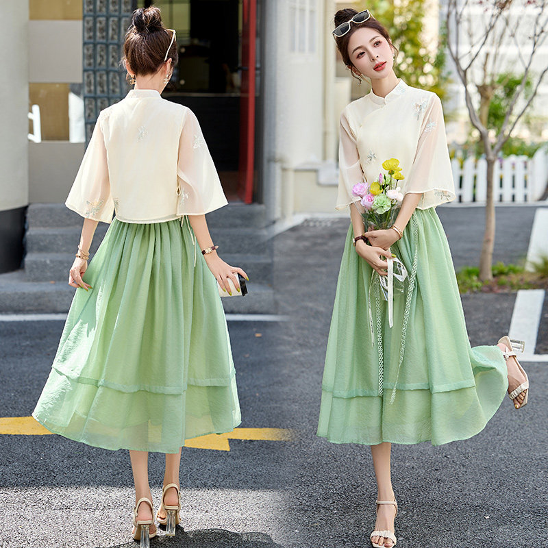 【新品现货】新中式风刺绣上衣半身裙套装1C115-6203-P135-K258,女装套装/套裙,吾爱衣