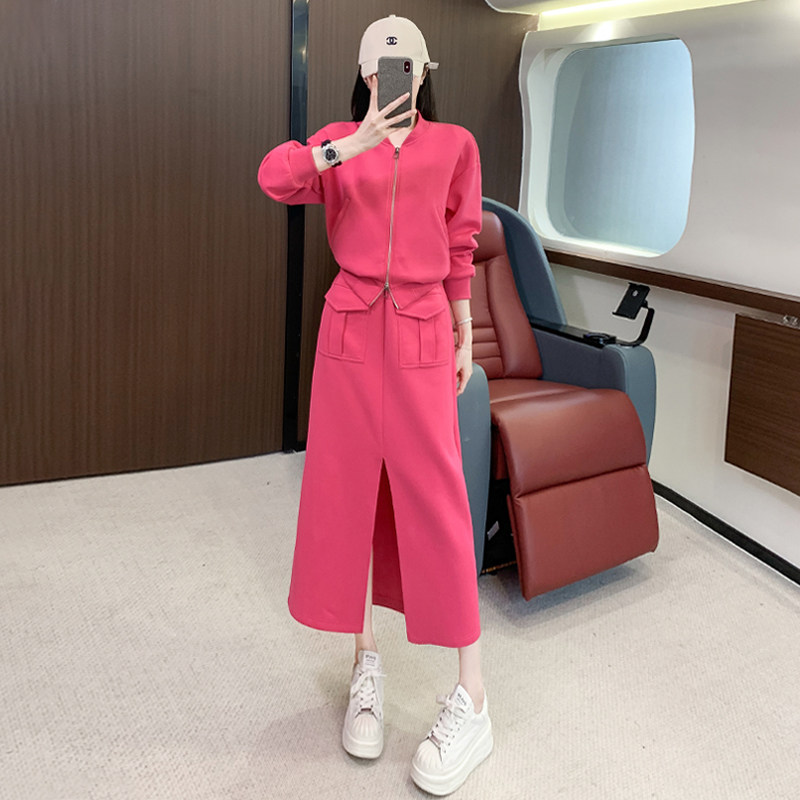 时尚修身显瘦开衫卫衣半身裙套装女,女装套装/套裙,2C310