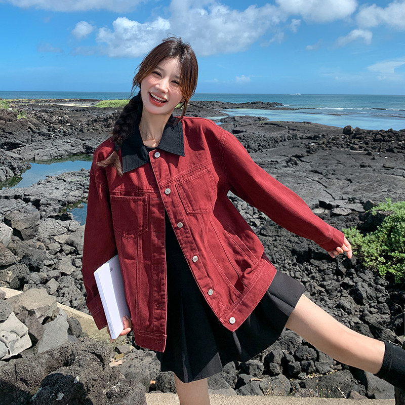 现货春秋新款安格拉红牛仔小外套P145-K208,女装短外套,2C299
