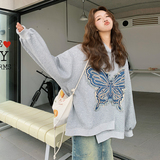【】刺绣蝴蝶拼接oversize连帽卫衣88025-P135K188，女装连衣裙，2C069