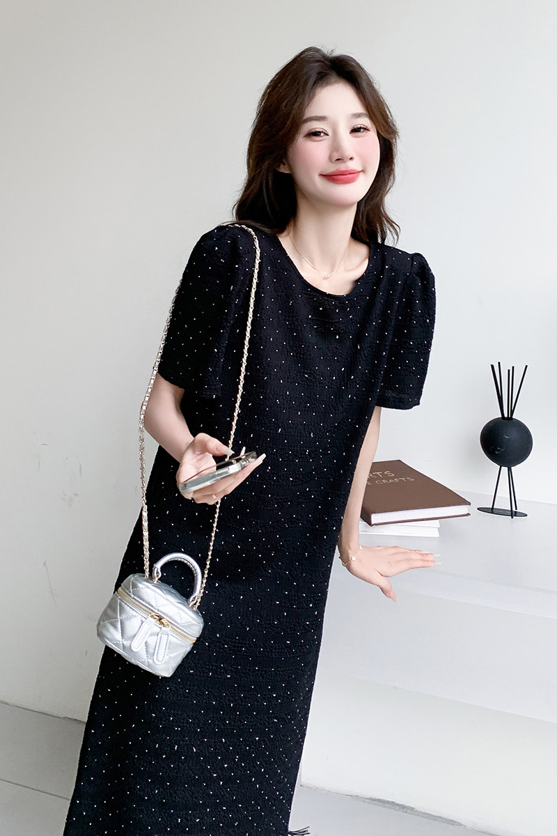 黑色流苏烫钻连衣裙-1D066-9818#-P95-K165,女装连衣裙,1D066-1