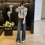 春女新款连帽套头卫衣阔腿牛仔裤减龄两件套，女装套装/套裙，2C310