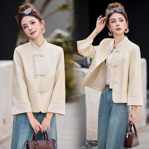 新品现货 新中式风皮衣女盘扣时髦短外套1C115-2520-P120-K238图片