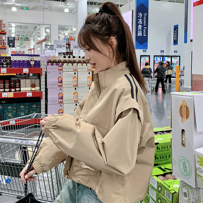 【现货】2026秋装织带立领卡其短外套2C056-3607-P125控178,女装短外套,2C056