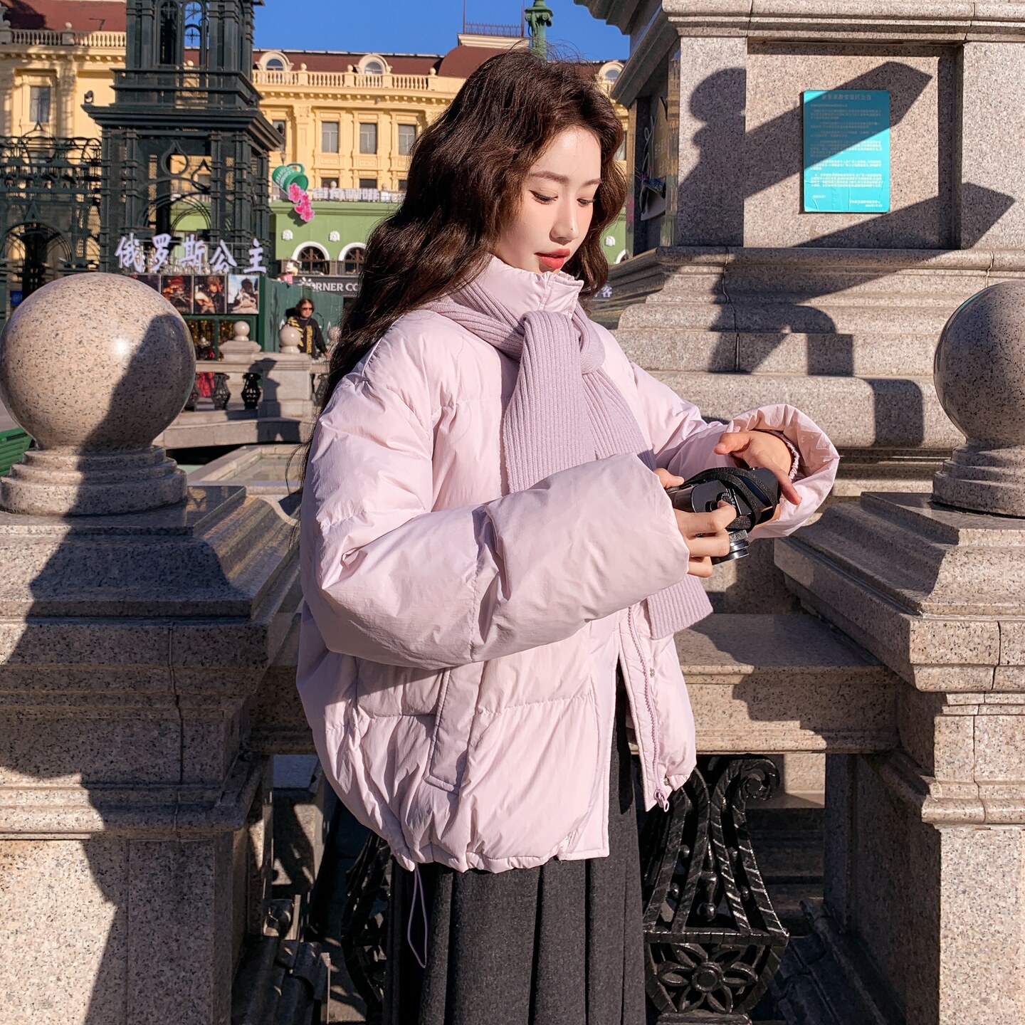 超好看送围巾羽绒服女冬2025新款韩版加厚白鸭绒小个子面包服,女装羽绒服,2C177