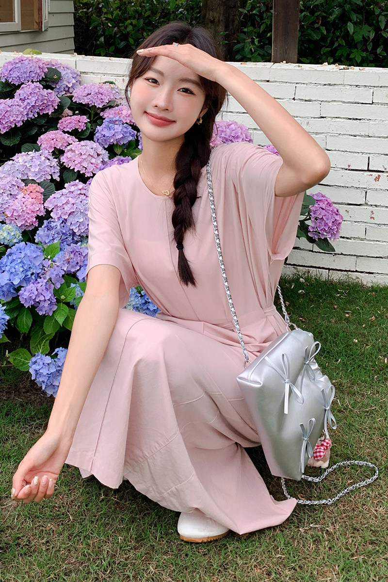 减龄洋气粉色牛仔衬衫裙女夏季2025新款简单大方气质超好看连衣裙,女装连衣裙,2C107